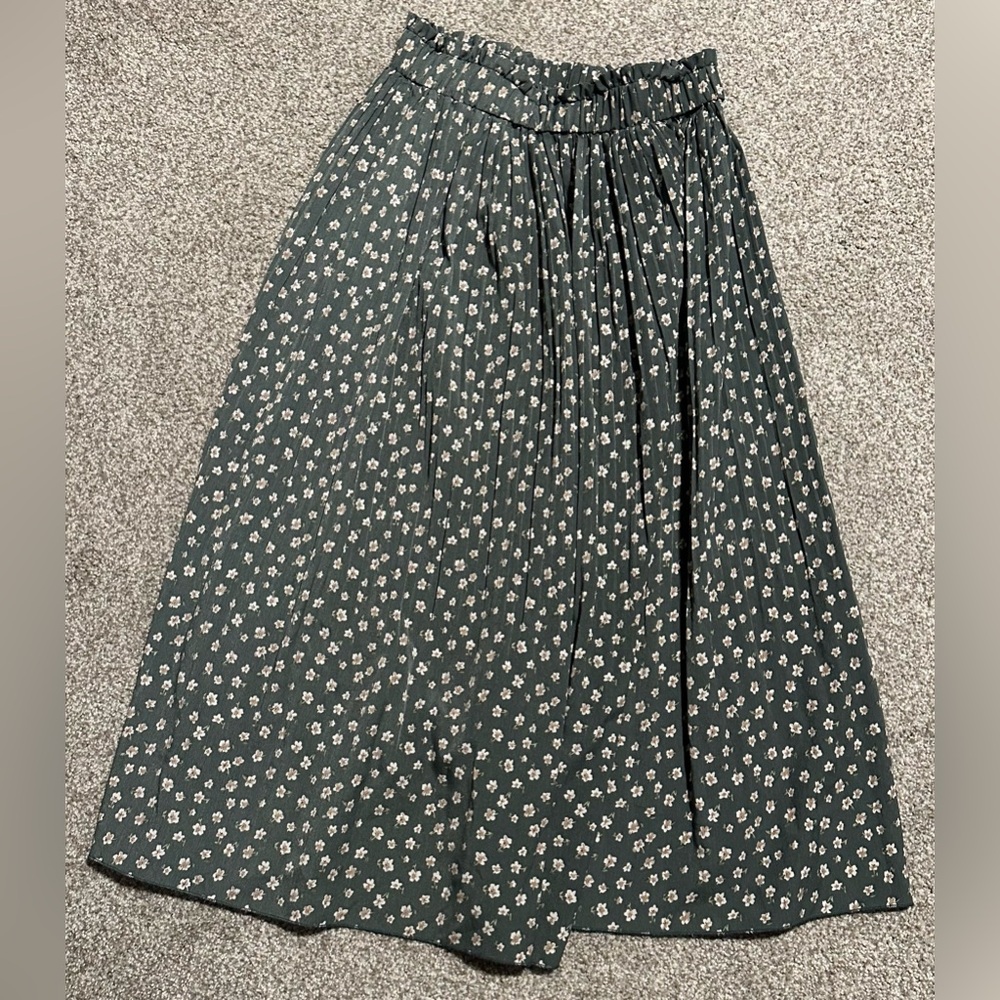 Floral Green Midi Skirt